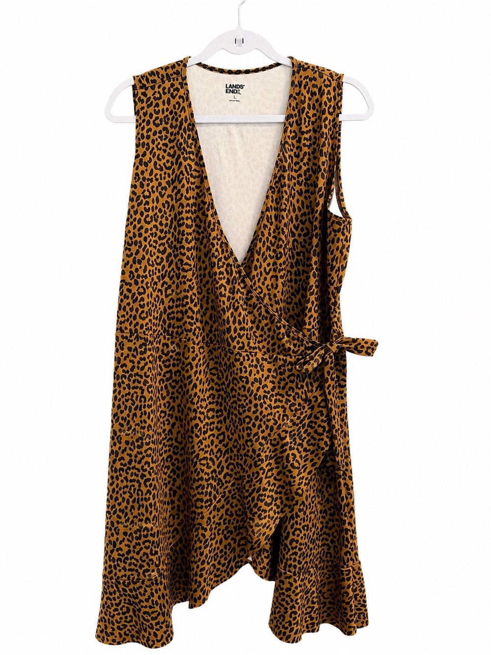 Lands' End Leopard Print Wrap Romper - Camel & Black